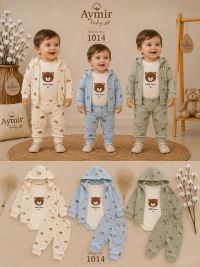 6/12 AY ERKEK  KAPŞONLU BEAR  HIRKALI 3 LÜ TAKIM